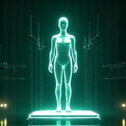 A stylized 3D human body model on a screen, demonstrating digital tailoring and fit analysis.