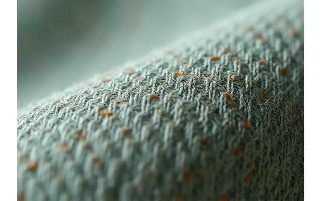 Innovative fabric made from recycled plastic bottles, showing a subtle pattern and modern look.