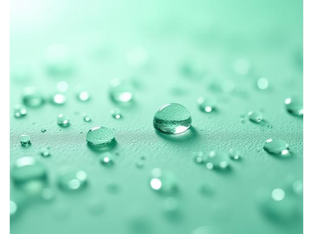 Vannperler på et selvrensende antimikrobielt stoff.